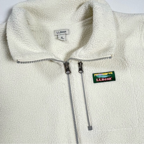 L.L. Bean Fleece Shearling 1/2 Zip Pullover Jacket Cream Women’s Medium - Picture 5 of 12